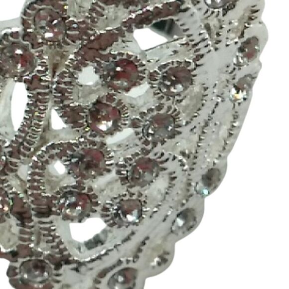 Vintage Silver-tone Rhinestone Filigree Ring Size 7.25 - Picture 13 of 15